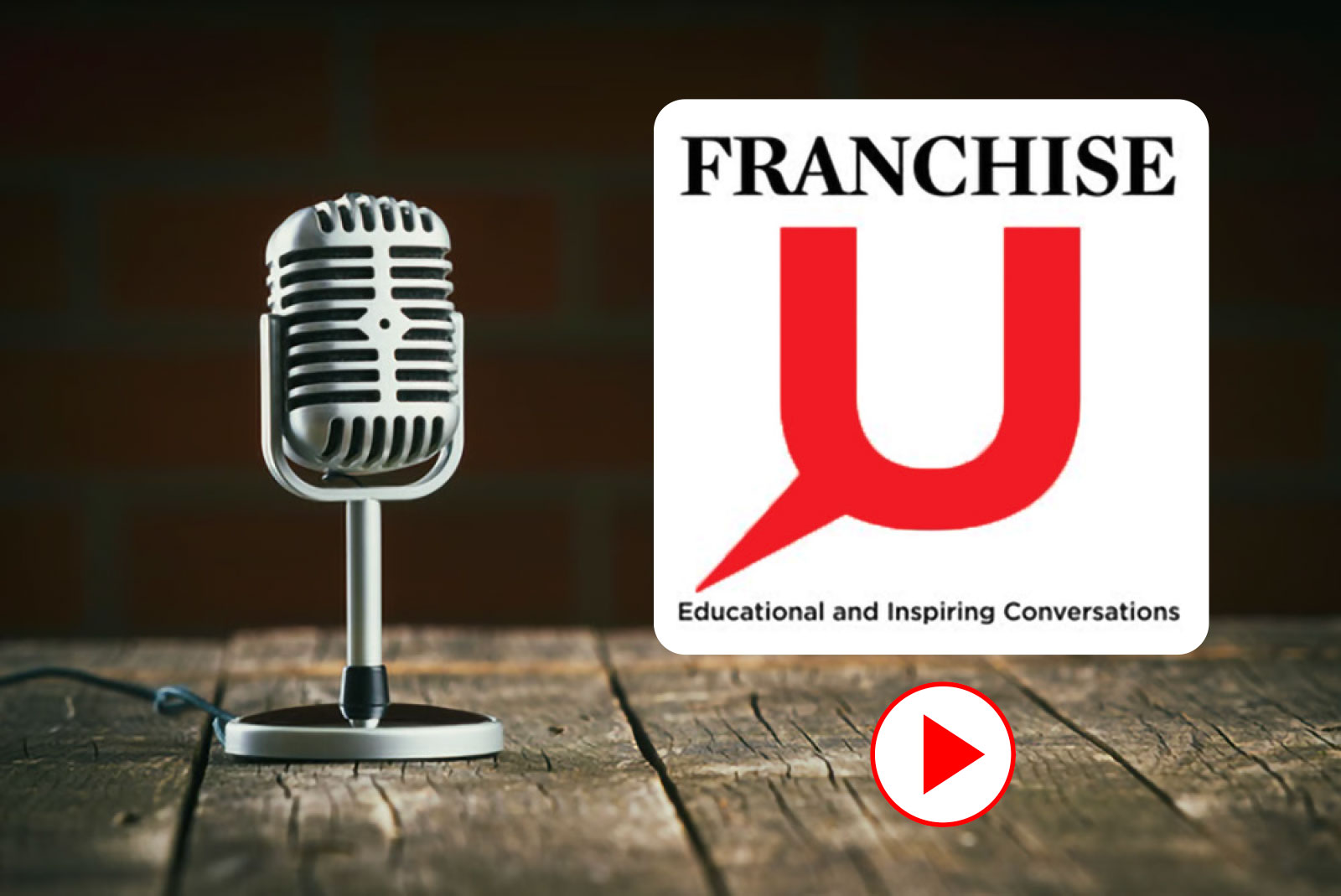 FranchiseU logo over a photo of a microphone